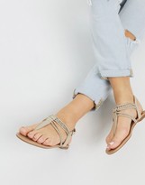 Thumbnail for your product : Call it SPRING treanna t-bar embellished sandals in natural