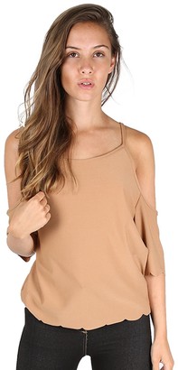 Fashion Star Womens Ladies Cami Strap Off Shoulder Scallop Edge Cold Cutout Shoulder  Vest Top - ShopStyle