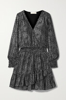 Thumbnail for your product : MICHAEL Michael Kors Wrap-effect Ruffled Metallic Printed Georgette Mini Dress