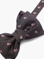 Thumbnail for your product : Alexander McQueen Skull And Polka-dot Silk-jacquard Bow Tie - Black Pink