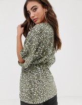 Thumbnail for your product : ASOS DESIGN knot front kimono top in sequin