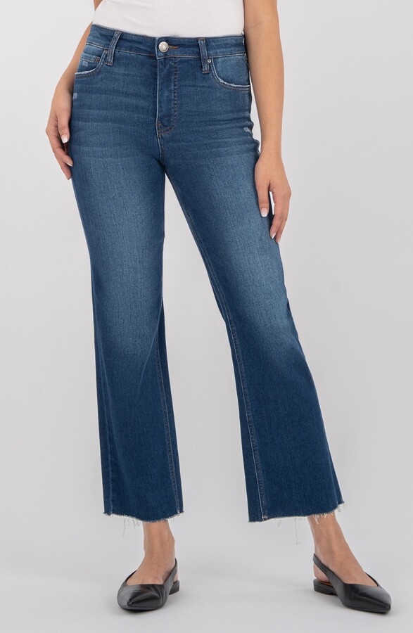 KUT from the Kloth Kelsey High Waist Raw Hem Ankle Flare Leg Jeans