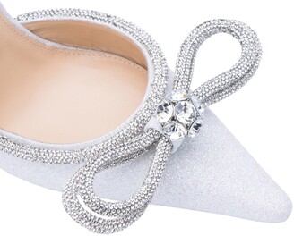 MACH & MACH Glitter Double Crystal Bow Pointed Toe Mule