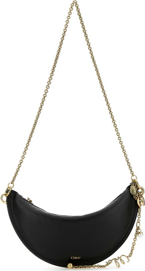 Chloé Black Leather Mini Halfmoon Shoulder Bag
