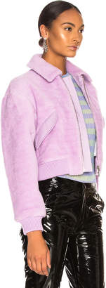 Tibi Faux Shearling Gus Cropped Jacket in Lavender | FWRD