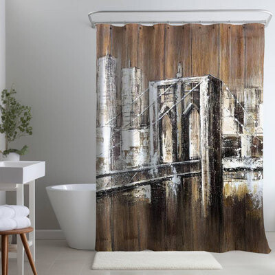 Begin Edition International Inc. Aged Finish Brooklyn Bridge Shower Curtain | Home Decor
