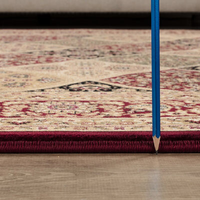 Bungalow Rose 5 Ft. 3 In. X 7 Red Luxury Classic Area Rug With Floral Panel Patterns, Machine - Made And For Playrooms Rectangle Ornate Traditional Florals, 100% Po