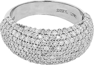 Sheryl Lowe Oxidized Silver Pave Diamond Bomber Ring, Size 8