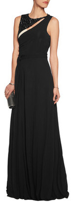 Just Cavalli Cutout Sequin-Embellished Tulle And Crepe Gown