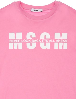 MSGM Logo Print Cotton Jersey Dress