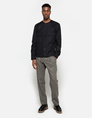 Lemaire Collarless Shirt in Black