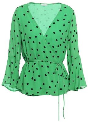 ganni georgette wrap top