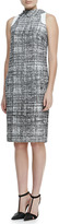 Thumbnail for your product : Carolina Herrera Sleeveless Grid-Print Reverse-Collar Dress, Black/White