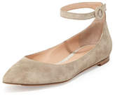 Thumbnail for your product : Gianvito Rossi Suede Ankle-Wrap Skimmer Flat