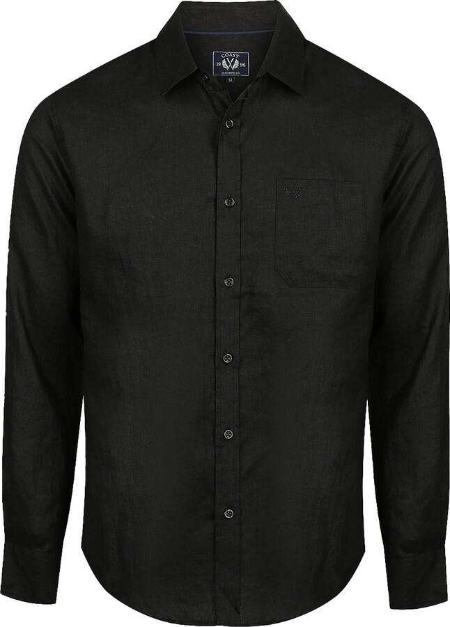 Coast Clothing Co. Long Sleeve Linen Shirt In Black ShopStyle