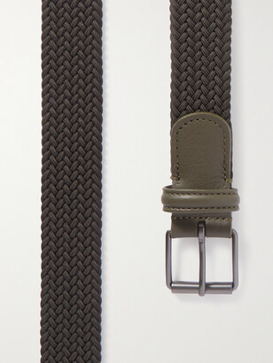 Andersons 3cm Leather-Trimmed Woven Elastic Belt