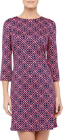 Thumbnail for your product : Julie Brown JB by Maggie Bamboo-Print 3/4-Sleeve Dress, Navy/Pink