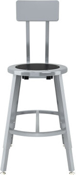 National Public Seating Height Adjustable Industrial/Shop Stool with Backrest, Steel Round Seat