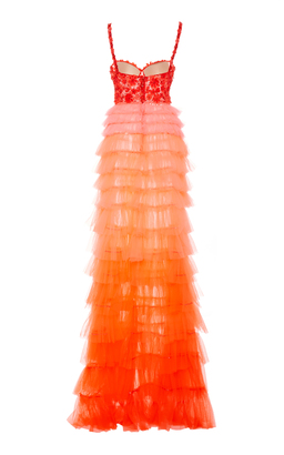 Naeem Khan Ombre Tiered Tulle Gown