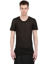 Thumbnail for your product : Rick Owens Cotton Jersey Round Neck Long T-Shirt