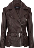 Thumbnail for your product : Infinity Trench Ladies Tan Black Teal Green Mid Length Designer Real Leather Jacket
