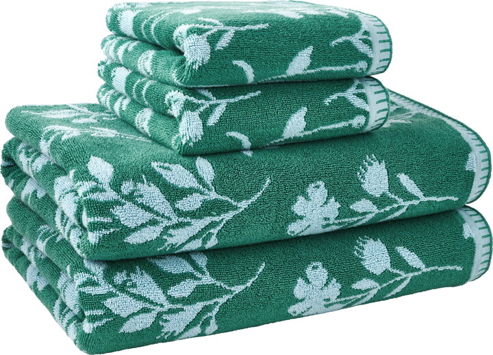 Beautiful Floral 4pk Towel Set, Contains 2 Bath, 2 Hand - Pine Green by Drew Barrymore