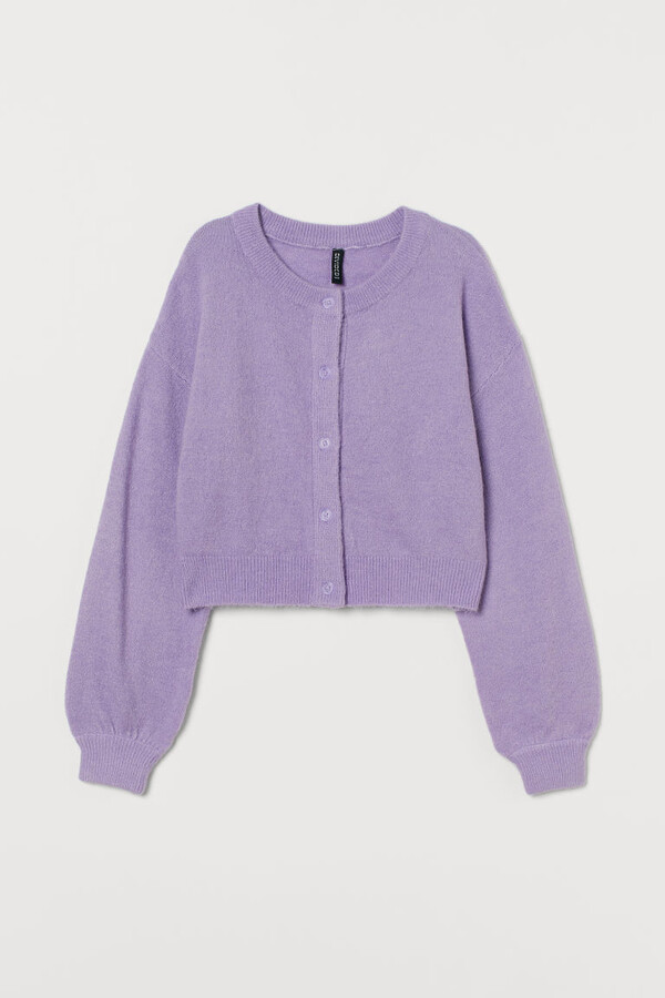 purple short cardigan