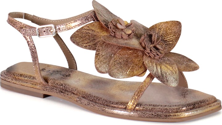 Diba True PER SHING Leather Floral Flat Dress Sandal