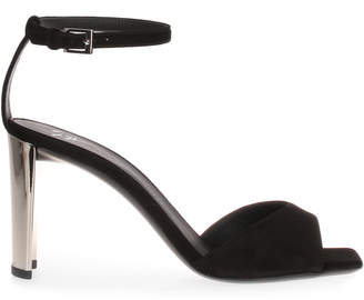 Giuseppe Zanotti Black suede metallic heel sandal