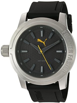 Puma Quartz Stainless Steel and Polyurethane Watch, Color:Black (Model: PU103991003)