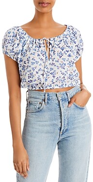 Sundry Cotton Ditzy Floral Puff Sleeve Top