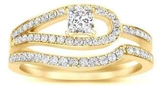 FineTresor 1.67 Carat Princess Cut Diamond Antique Style Wedding Ring Set on 14K Yellow - Gold