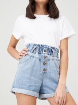 Thumbnail for your product : Very Paperbag Waist Denim Short - Mid Wash