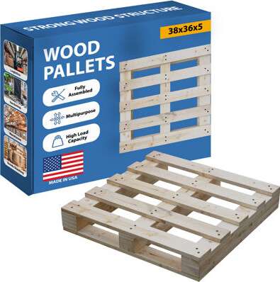 Spinal Solution Wooden Pallets, Easy for Commercial Use, Strong Sturdy Structure, 38x36x5
