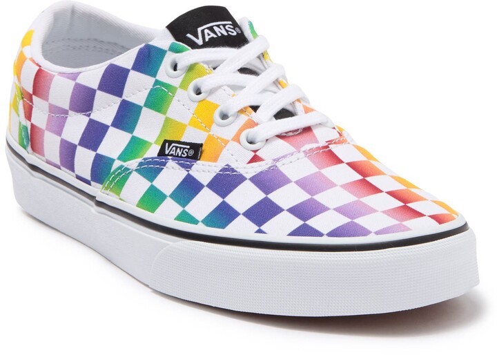 pastel rainbow checkered vans