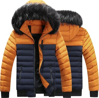 Men Coats Casual Solid Turndown Winter Thicken Cool Zipper Patchwork Jacket  