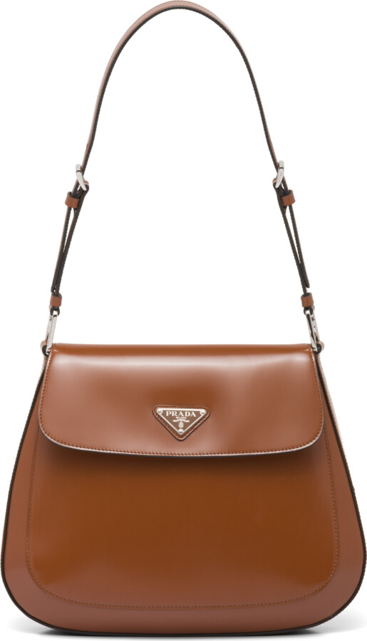 Prada Cleo Brushed Leather Shoulder Bag With Flap ShopStyle