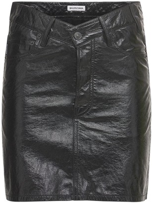 Balenciaga V Waist Patent Leather Mini Skirt