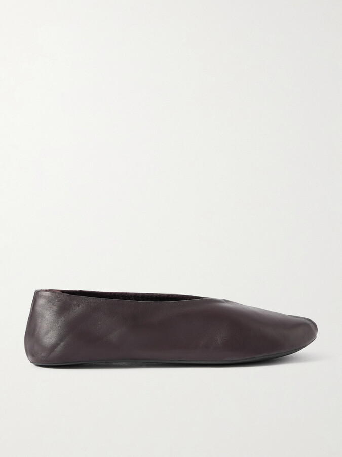 The Row Stella Shearling-lined Leather Ballet Flats - Brown