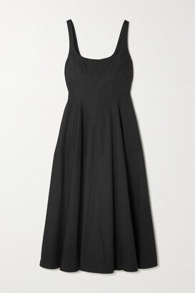 Three Graces London Ada Washed Cotton-poplin Midi Dress - Black