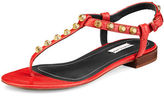 Thumbnail for your product : Balenciaga Studded Flat Leather T-Strap Sandal