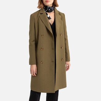 La Redoute Collections Lightweight Mid-Length Boyfriend Coat with Double-Breasted Fastening