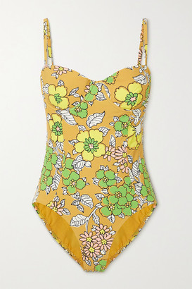 Tory Burch Floral-print Underwired Swimsuit - Yellow