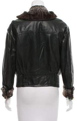 Gucci Persian Lamb-Accented Leather Jacket