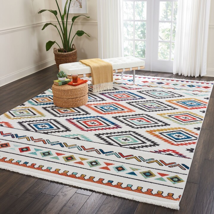 Dunelm Navajo 6 Rug White/Orange/Blue/Black ShopStyle