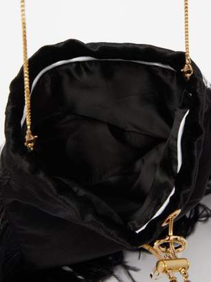 Rosantica By Michela Panero - Mademoiselle Feathered Velvet Cross Body Bag - Womens - Black