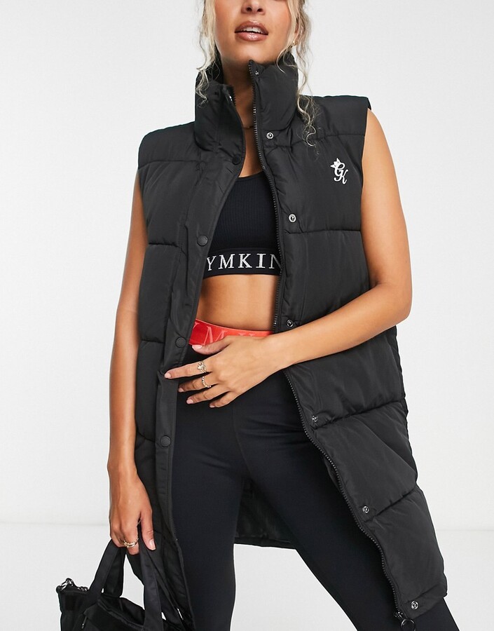 Gym King longline puffer gilet in black ShopStyle