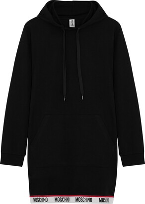 Moschino Black Hooded Stretch-cotton Sweatshirt Dress - XS