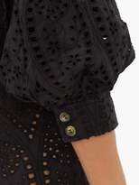 Thumbnail for your product : Ganni Balloon-sleeve Broderie-anglaise Cotton Shirtdress - Womens - Black