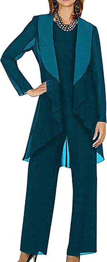 teal trouser suit